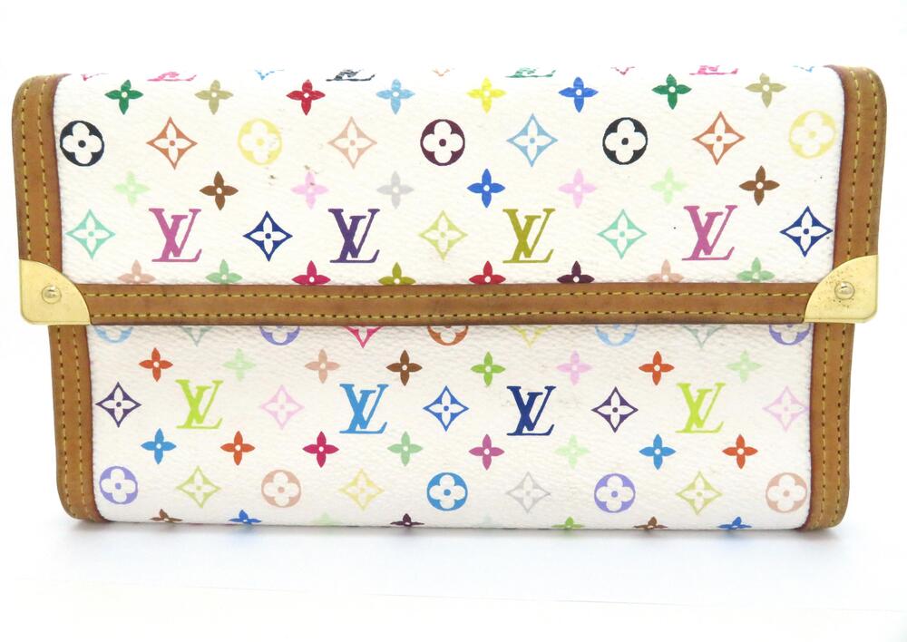 LOUIS VUITTON Portefeuille Internationale Multicolor Blanc White